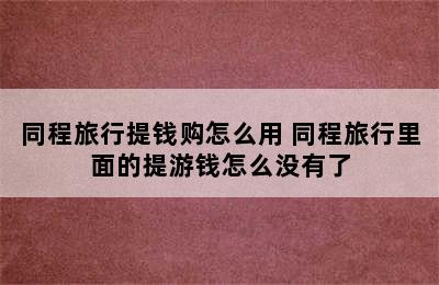 同程旅行提钱购怎么用 同程旅行里面的提游钱怎么没有了